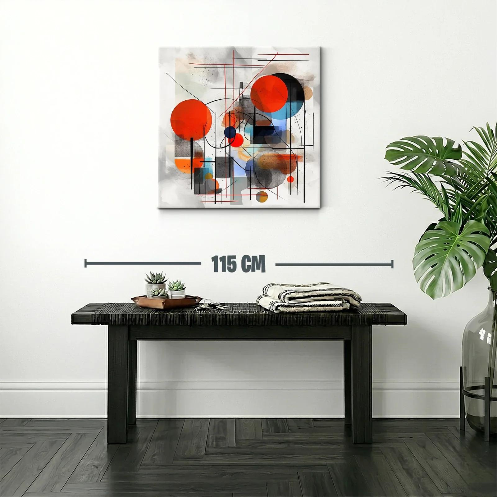 Composición abstracta con círculos en tonos vibrantes y líneas — miniatura 2