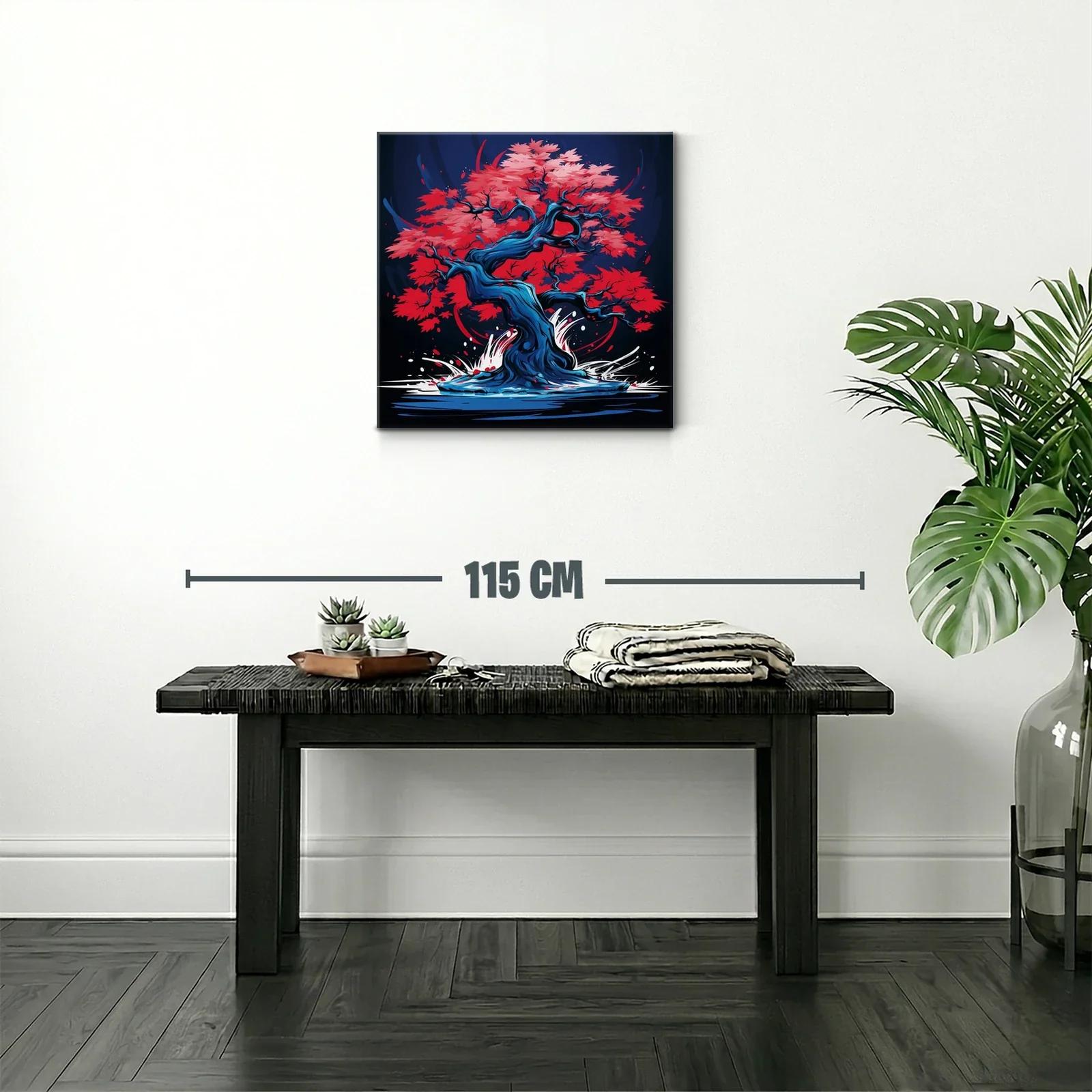 Árbol de otoño vibrante con tonos rojos y azules — miniatura 2