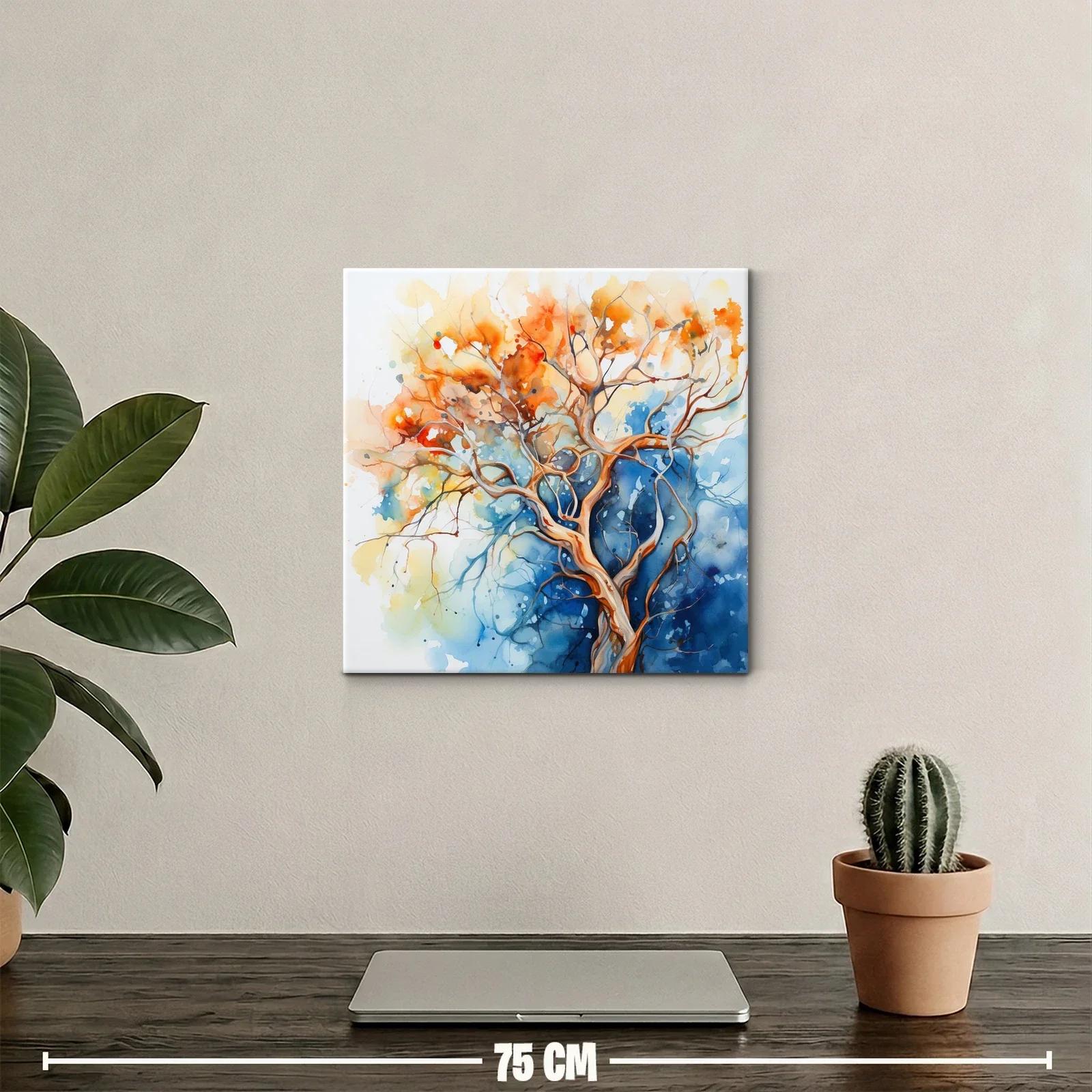 Árbol vibrante en tonos cálidos y fríos contrastantes — miniatura 2