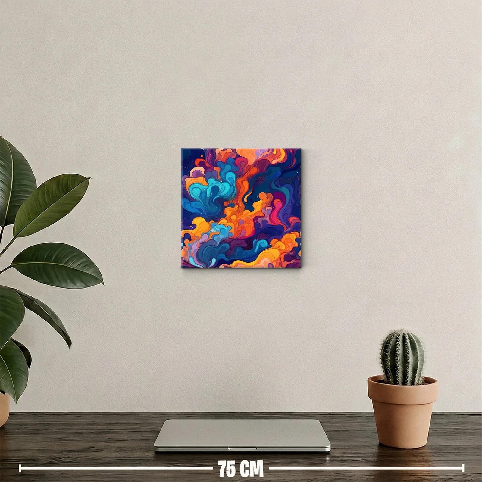 Cuadro abstracto vibrante con explosión de color y movimiento — miniatura 2