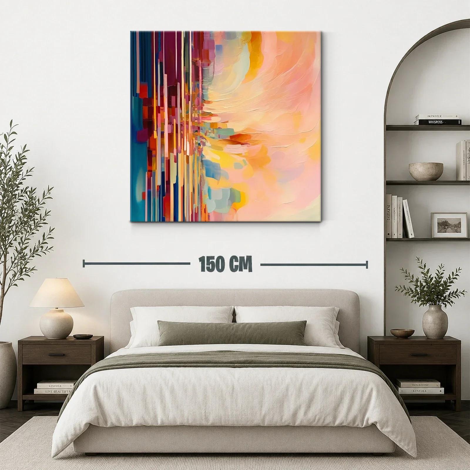 Cuadro abstracto con vibrantes tonos cálidos y fríos — miniatura 3