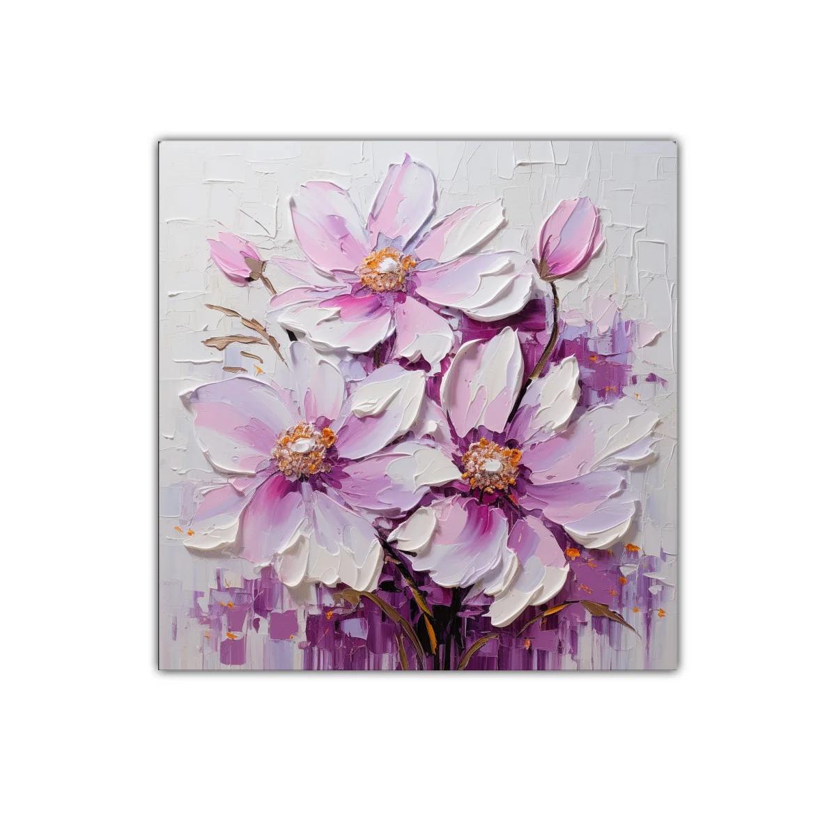 Cuadro decorativo con flores en tonos malva y blanco — imagen principal