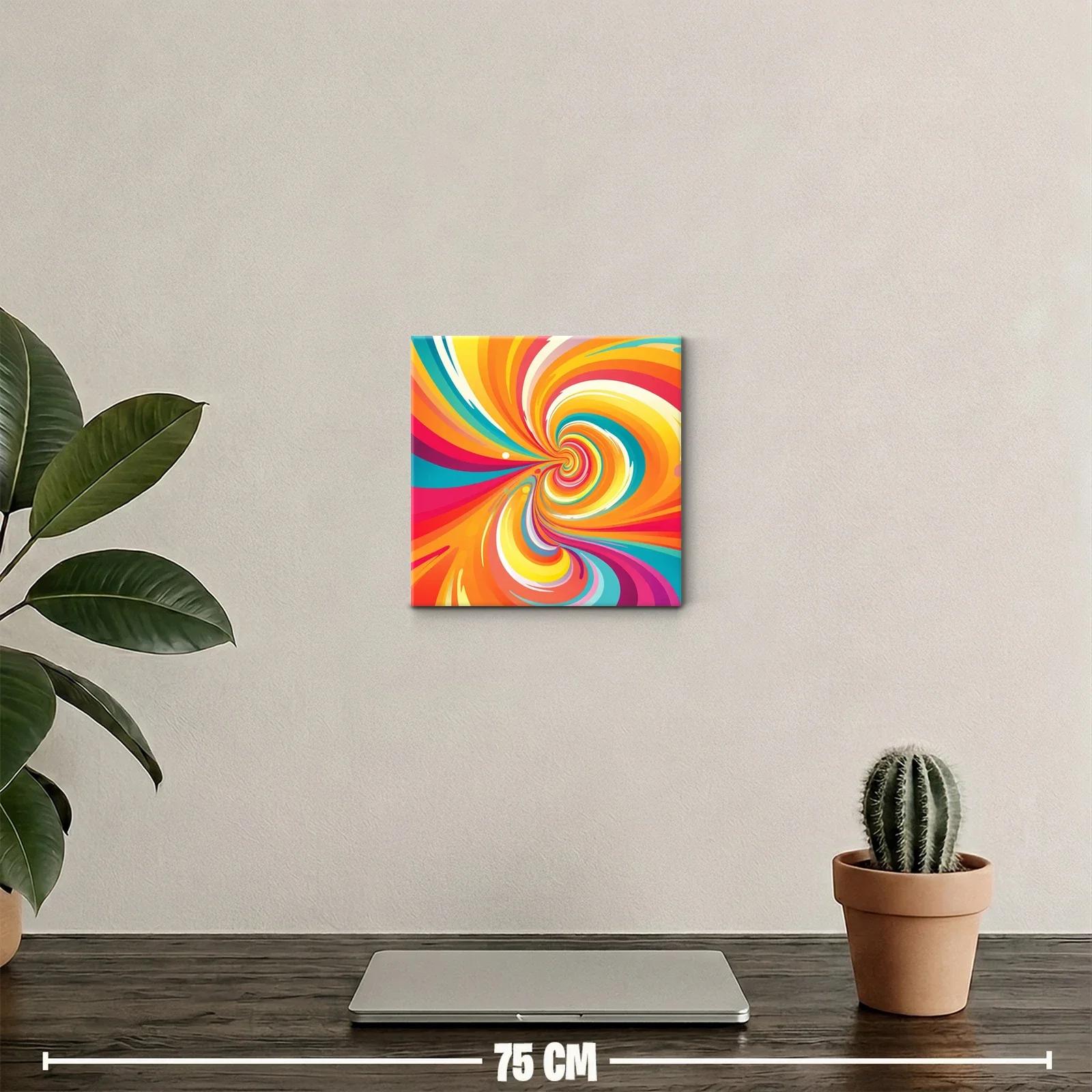 Cuadro abstracto con espiral de colores vibrantes y dinámicos — miniatura 2