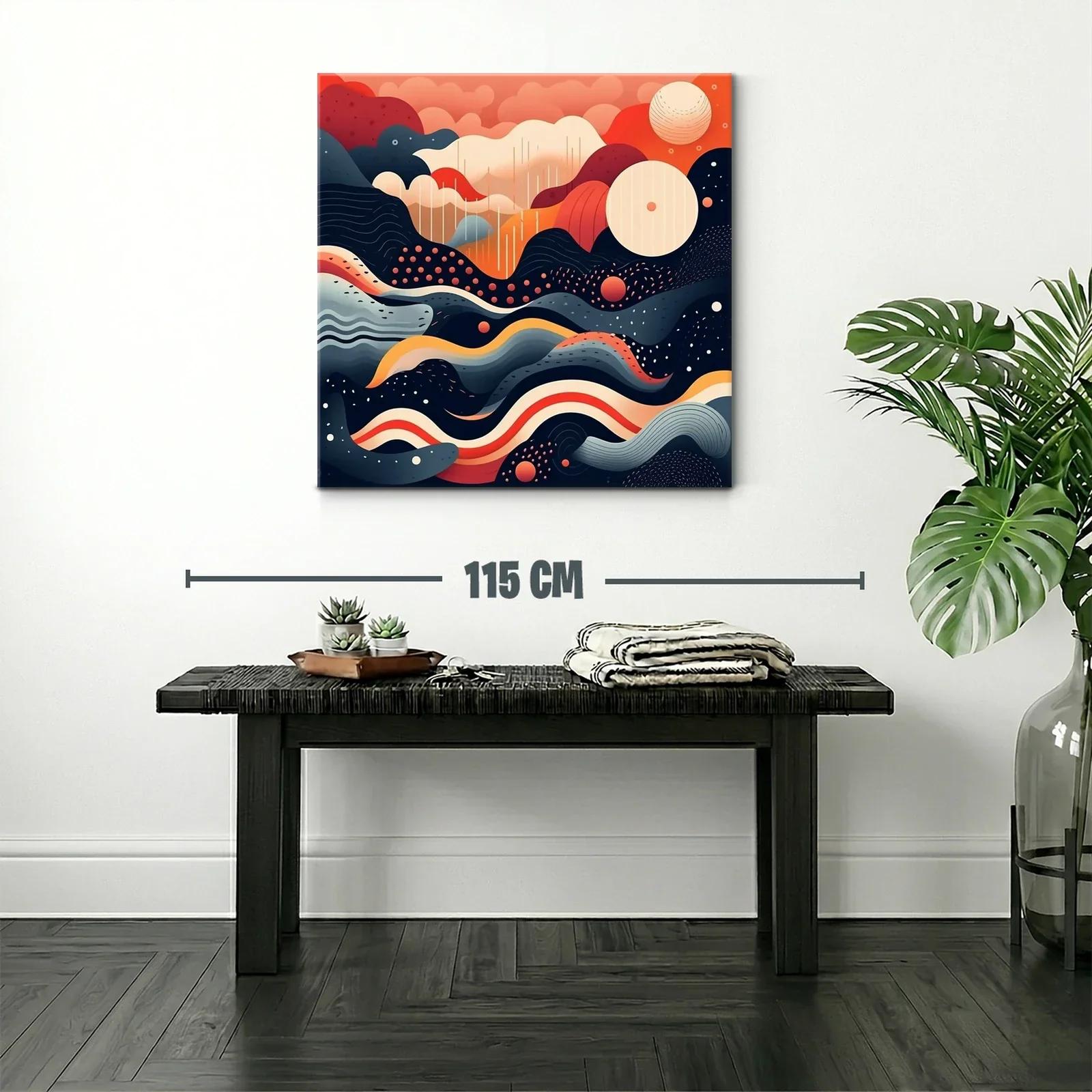 Maravilloso cuadro abstracto con ondas y esferas vibrantes — miniatura 2