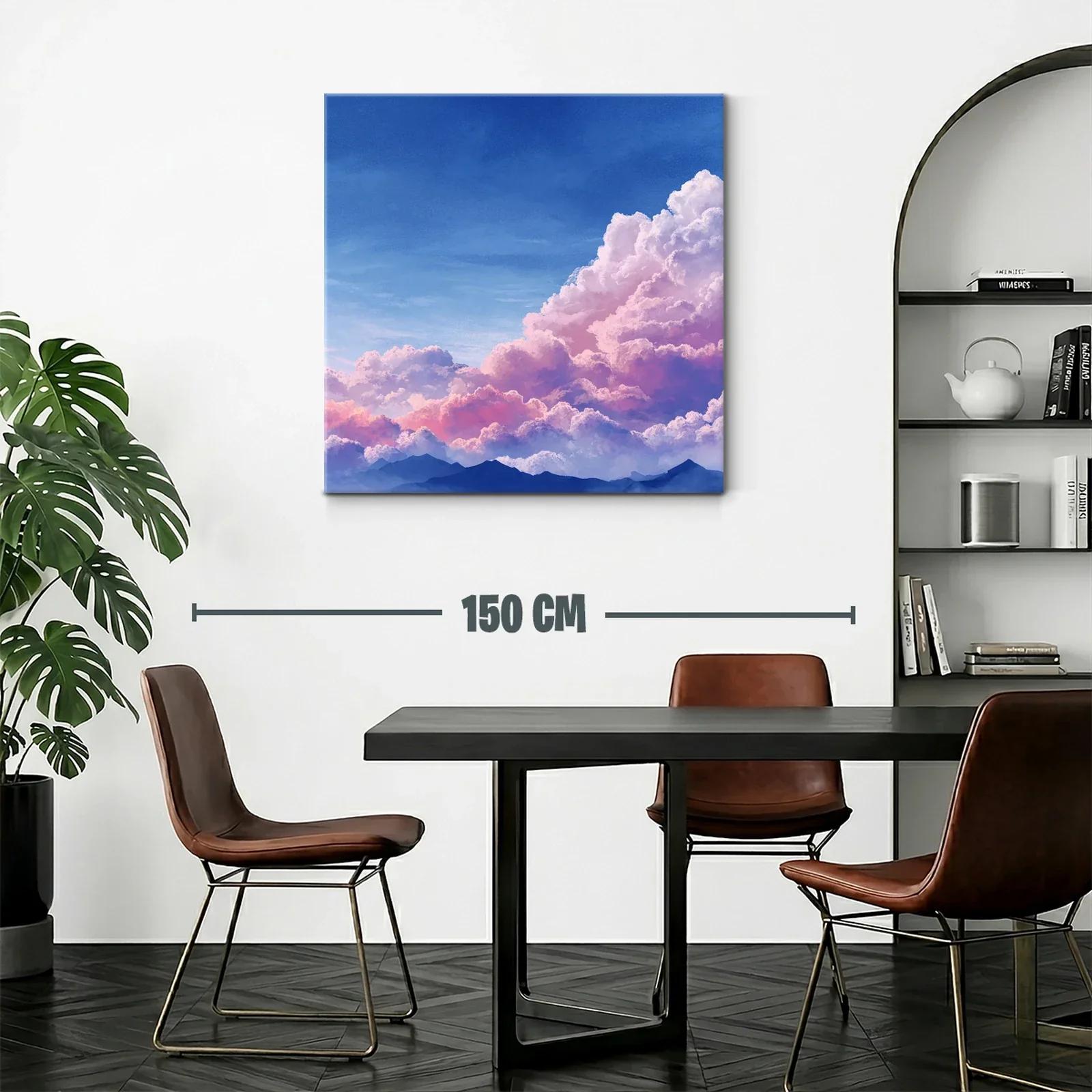 Cielo crepuscular con nubes rosas y montañas azuladas — miniatura 2