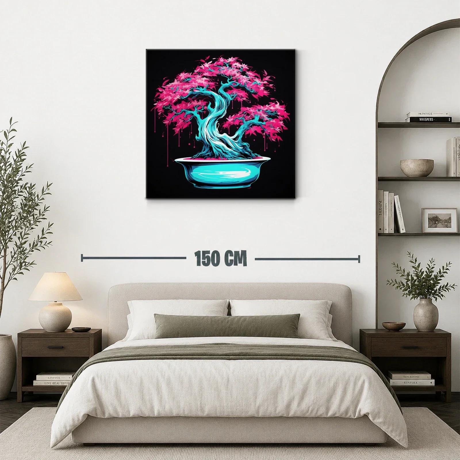 Árbol bonsái vibrante con tonos azul y rosa eléctrico — miniatura 3