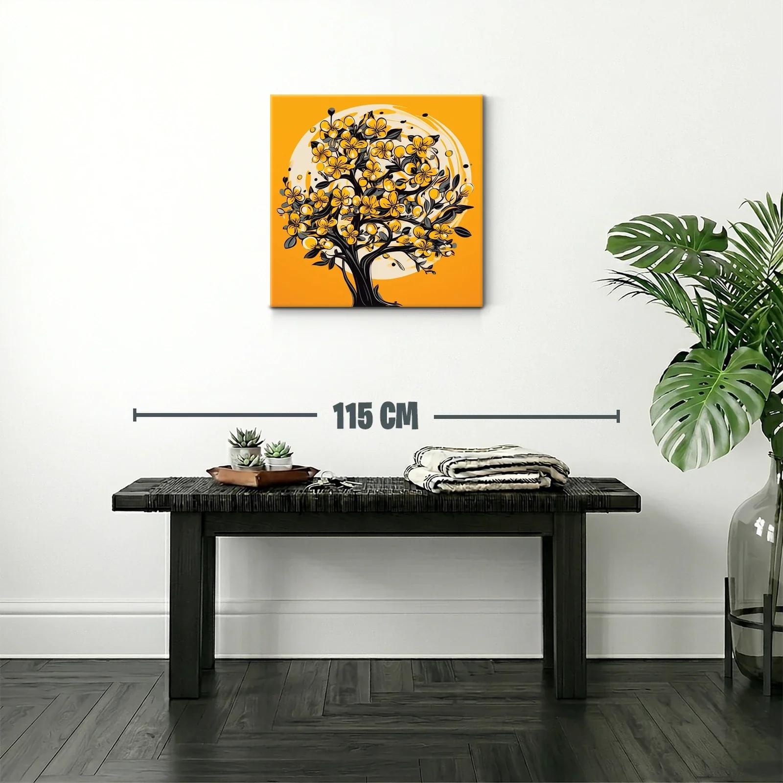 Arbol florido en tonos cálidos para ambientar tu hogar — miniatura 2