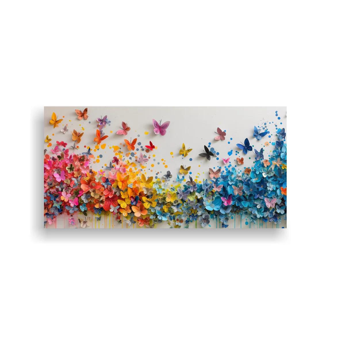 Cuadro mariposas de colores con pinceladas texturizadas