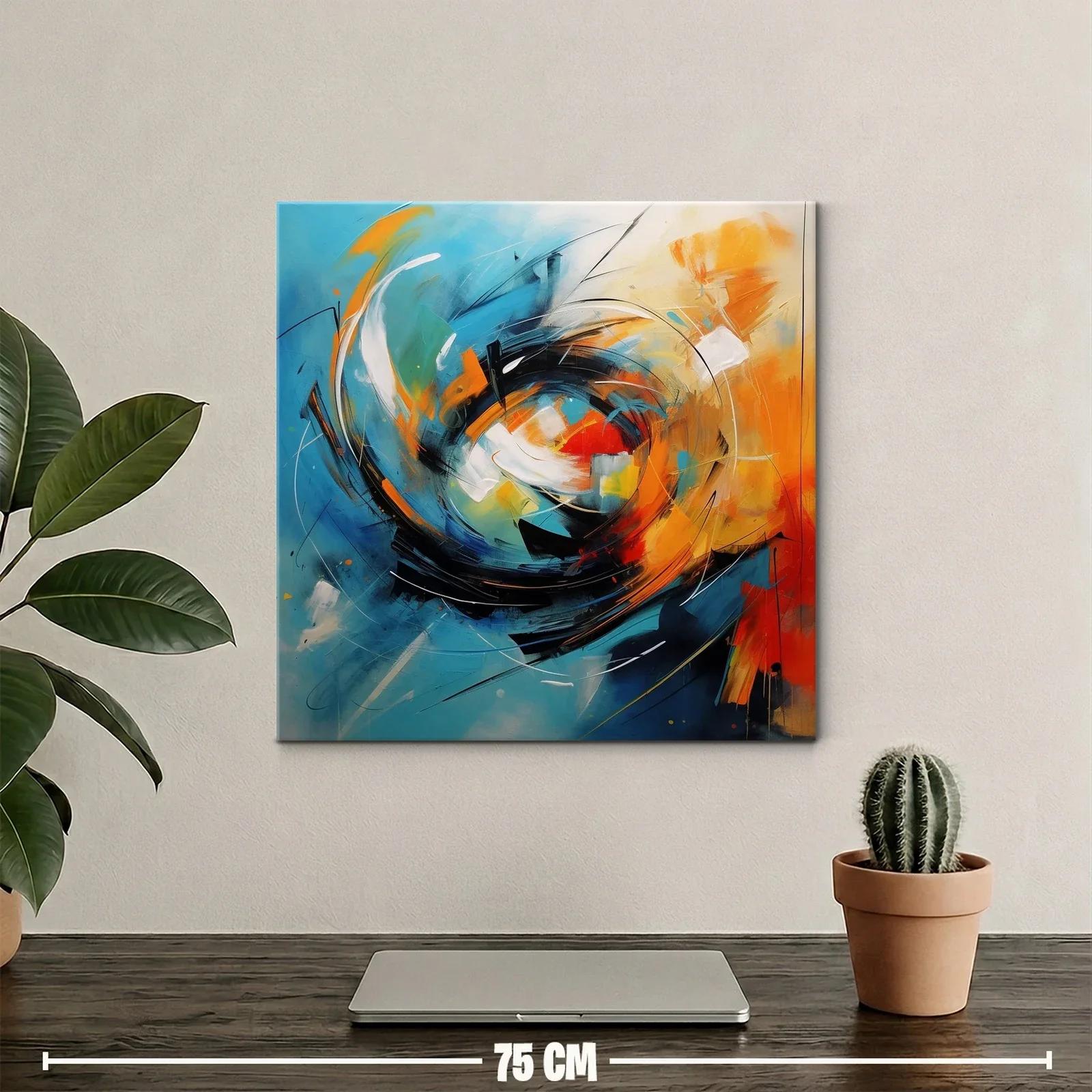 Cuadro abstracto con vibrantes tonos azules y naranjas — miniatura 2
