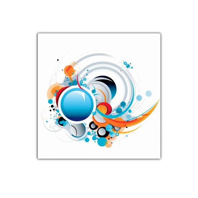 Cuadro decorativo con diseño abstracto en tonos azules y naranjas
