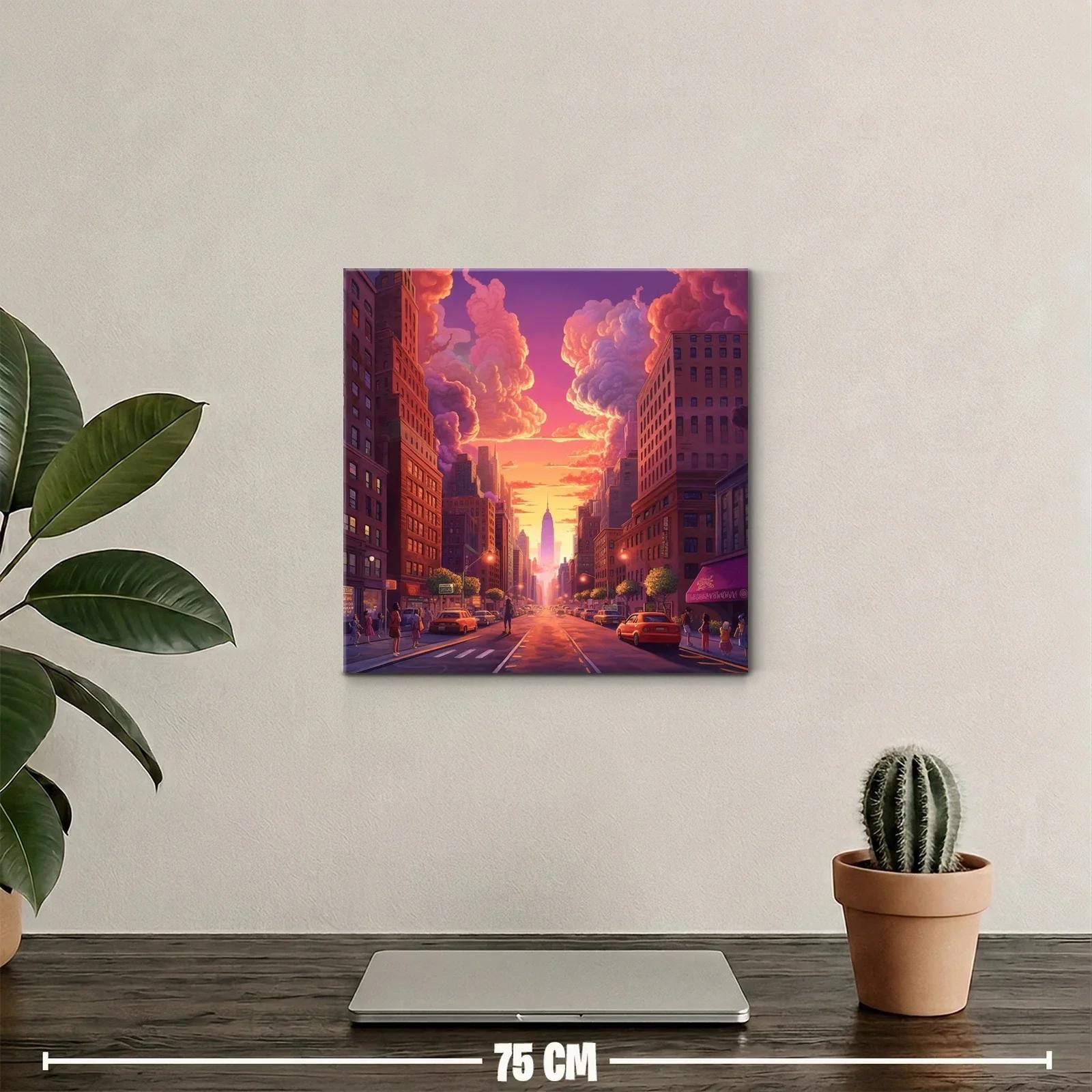 Atardecer en ciudad con cielo de nubes vibrantes — miniatura 2