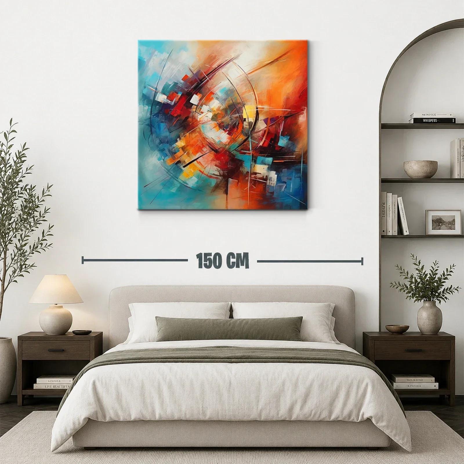 Cuadro abstracto en tonos vibrantes y formas dinámicas — miniatura 3
