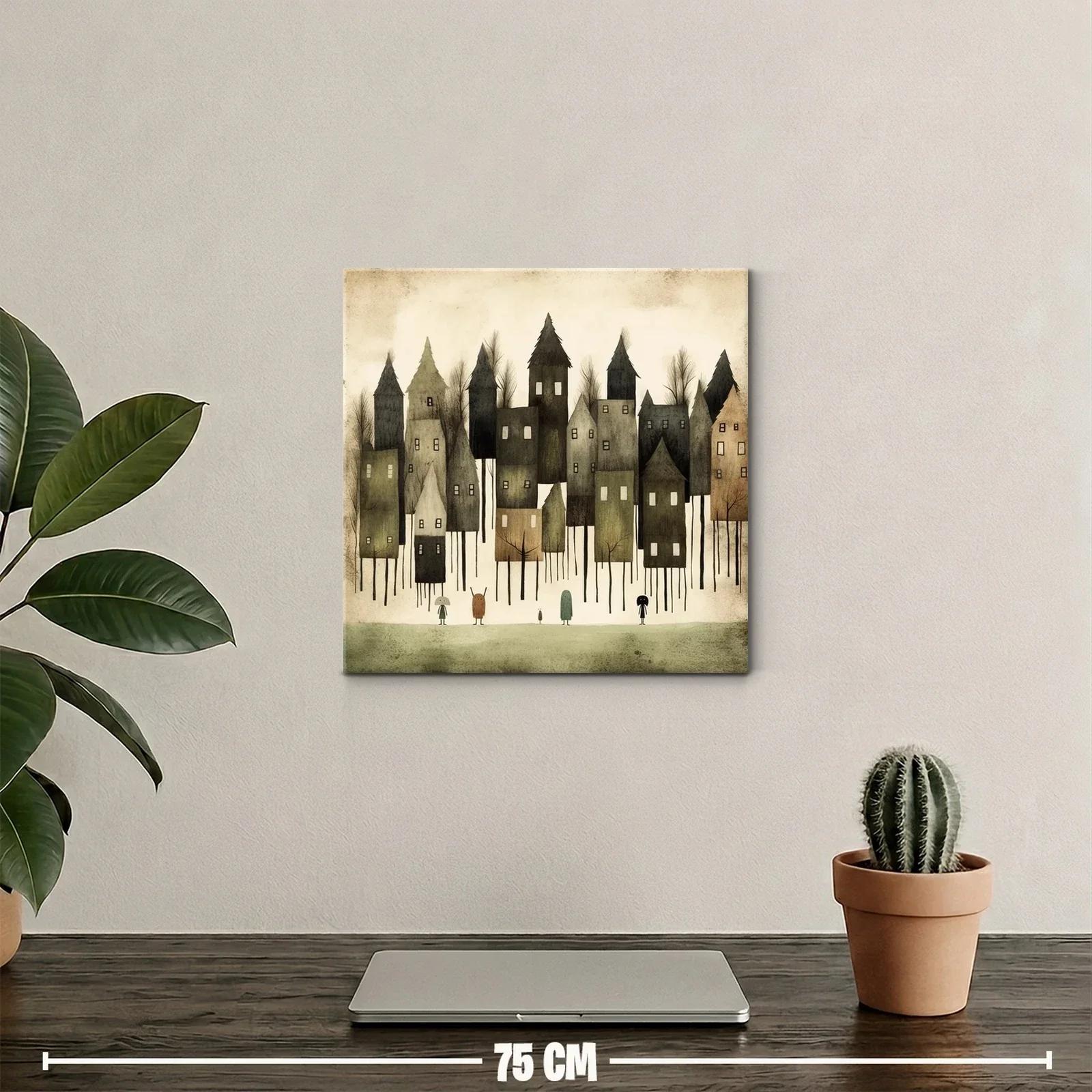 Ciudad de casas altas con esencia misteriosa y tonos terrosos — miniatura 2