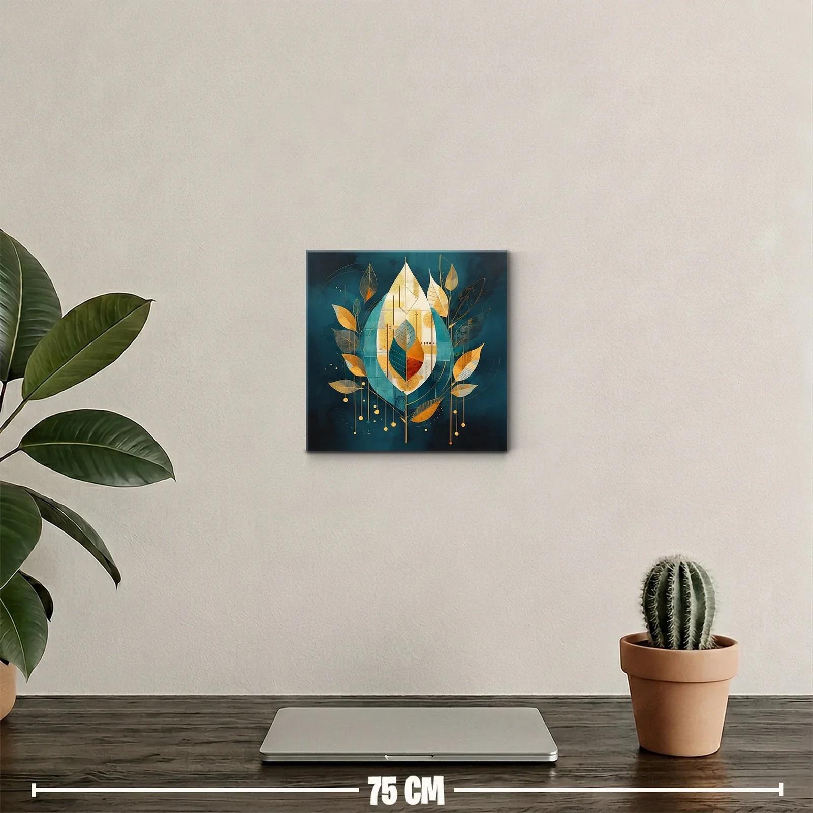 Composición abstracta de hojas doradas y tonos azules — miniatura 2