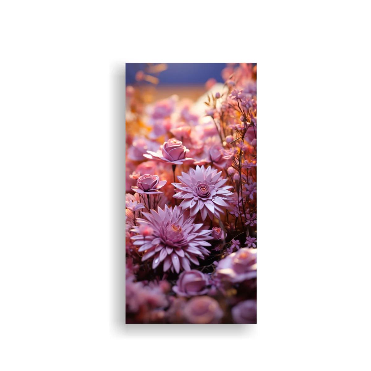 Cuadro de dalias rosadas con capullos delicados