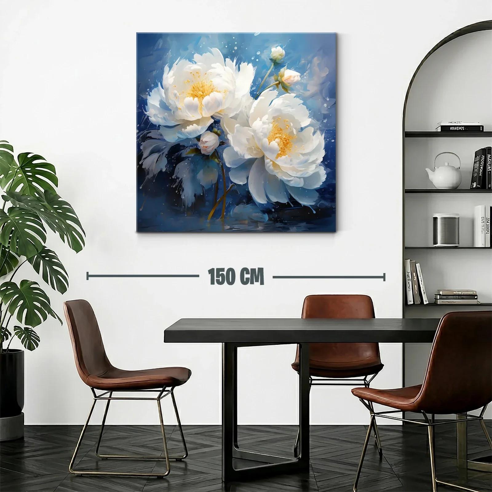 Flores blancas delicadas sobre fondo azul vibrante — miniatura 2