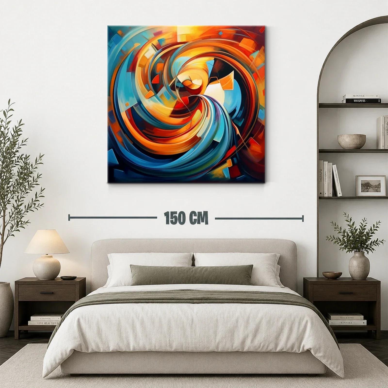 Cuadro abstracto con espirales vibrantes y tonos cálidos — miniatura 3