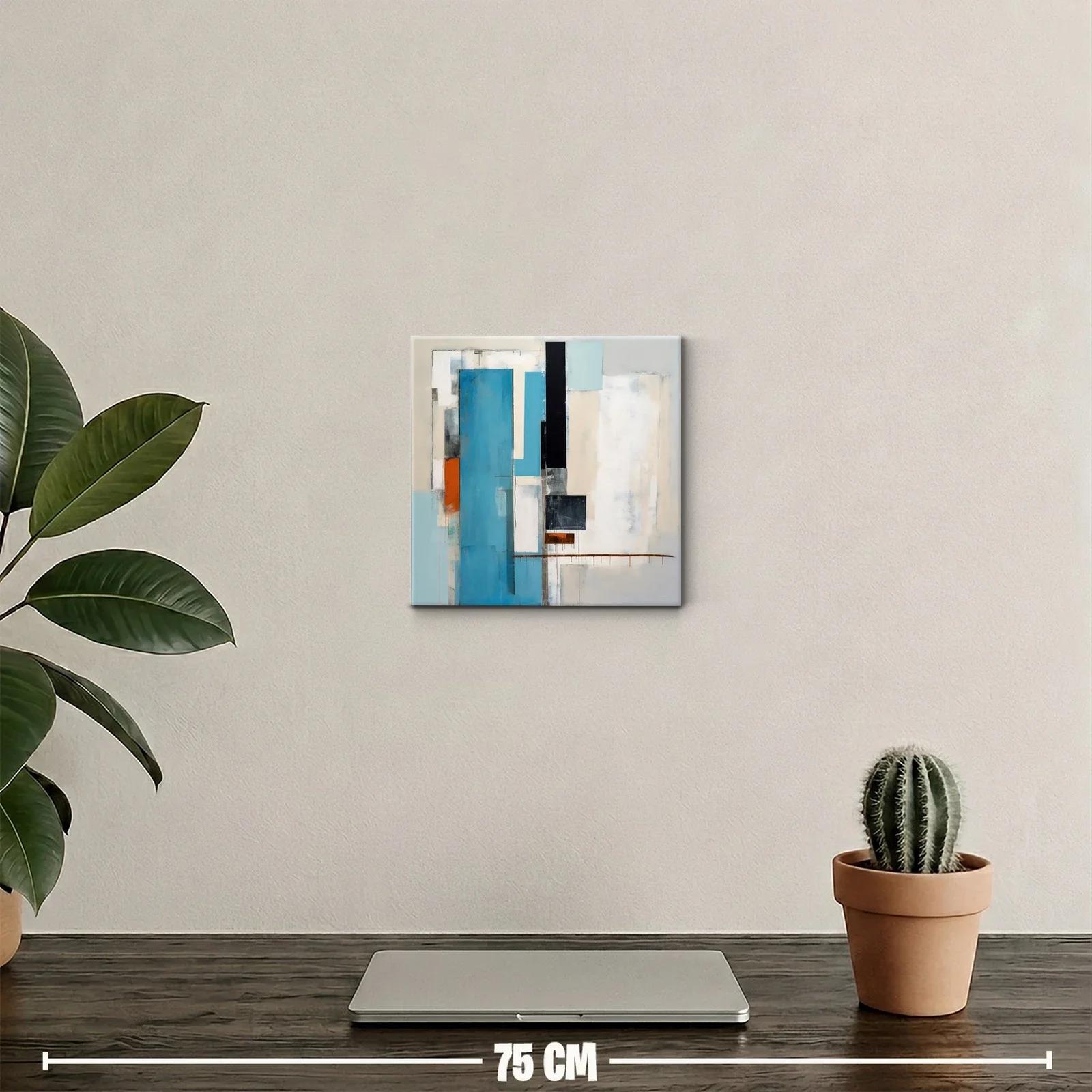 Cuadro abstracto con formas verticales y tonos fríos — miniatura 2