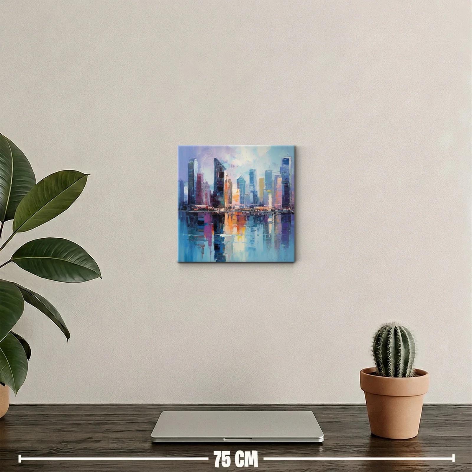 Paisaje urbano con reflejos vibrantes en la ciudad — miniatura 2