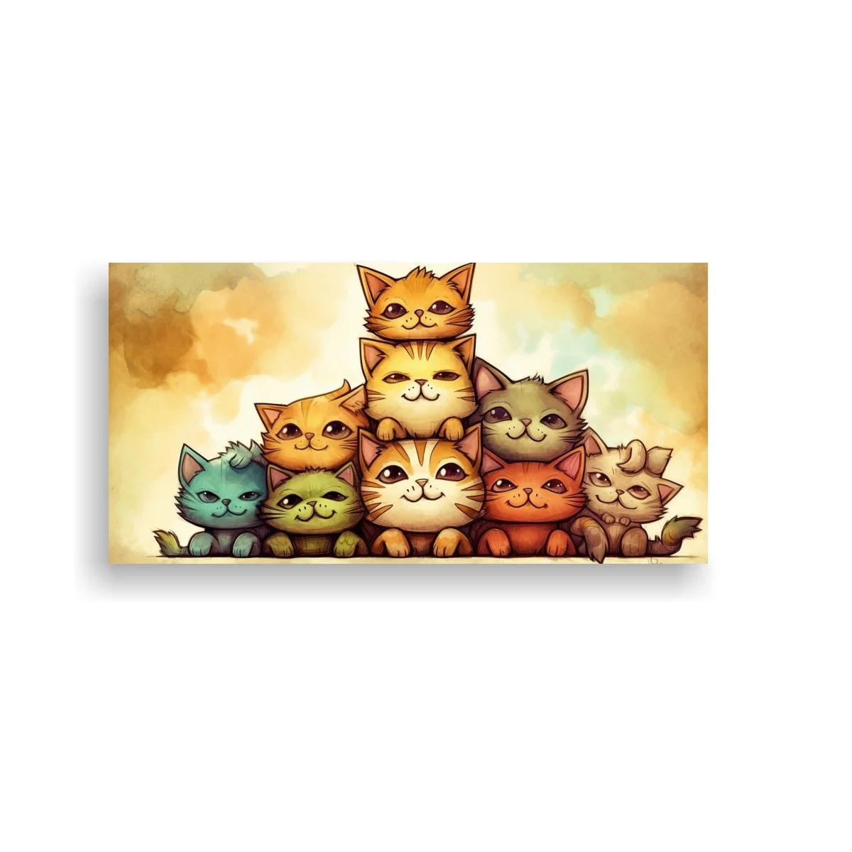 Cuadro ocho gatos apilados en pirámide — imagen principal