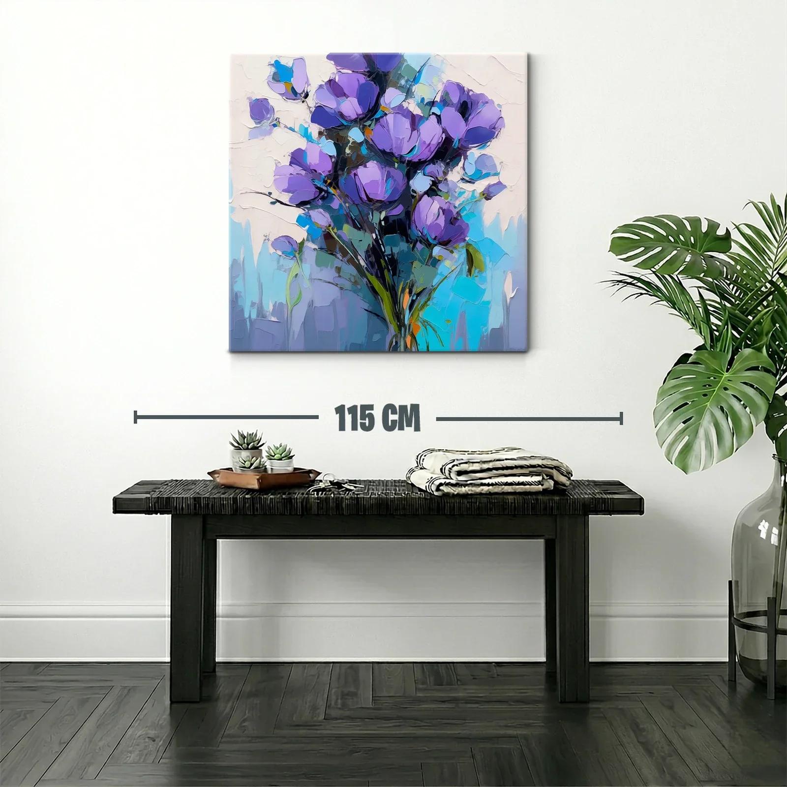 Ramo de flores violetas con fondo en tonos azules y blancos — miniatura 2