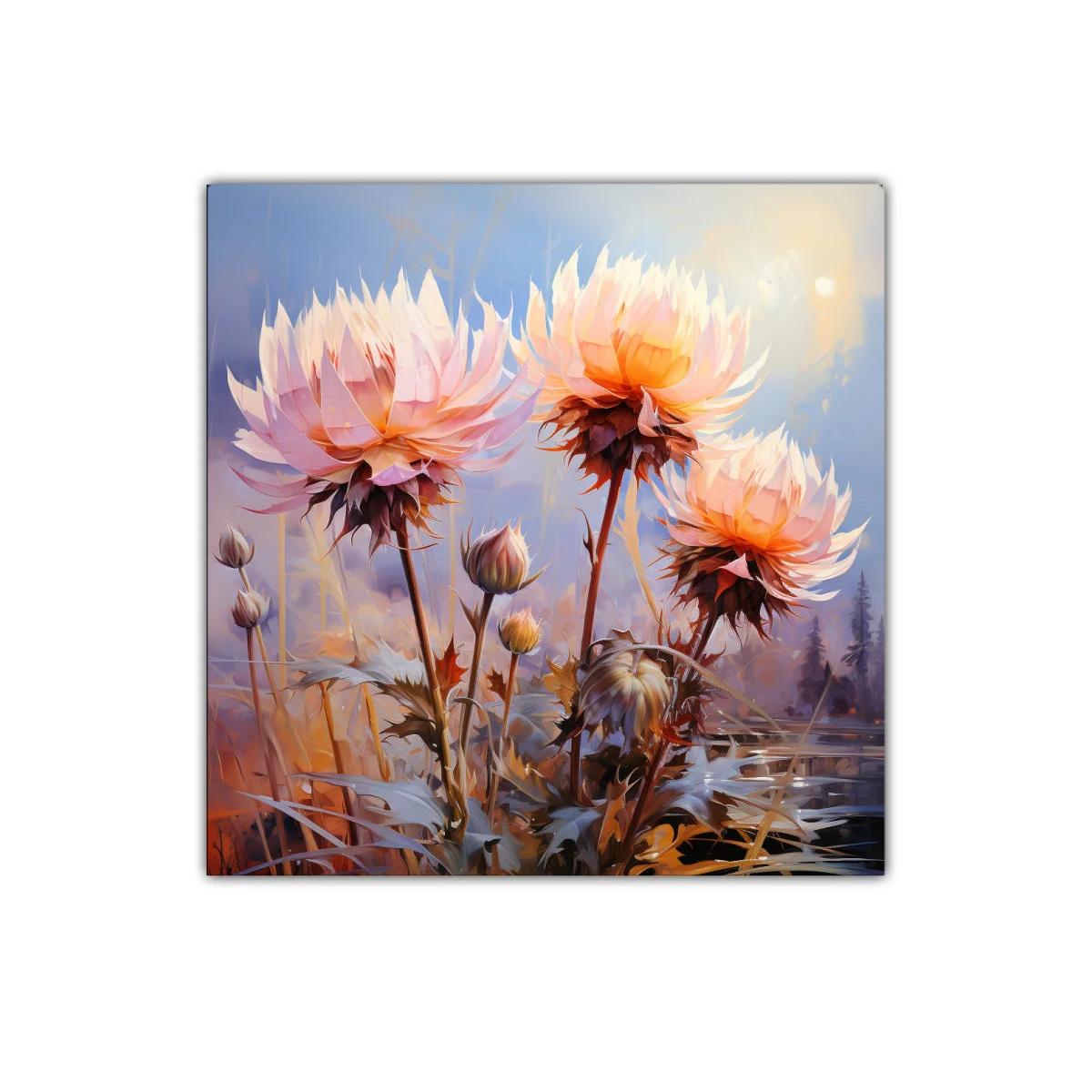 Flores luminosas en amanecer sereno con tonos cálidos — imagen principal