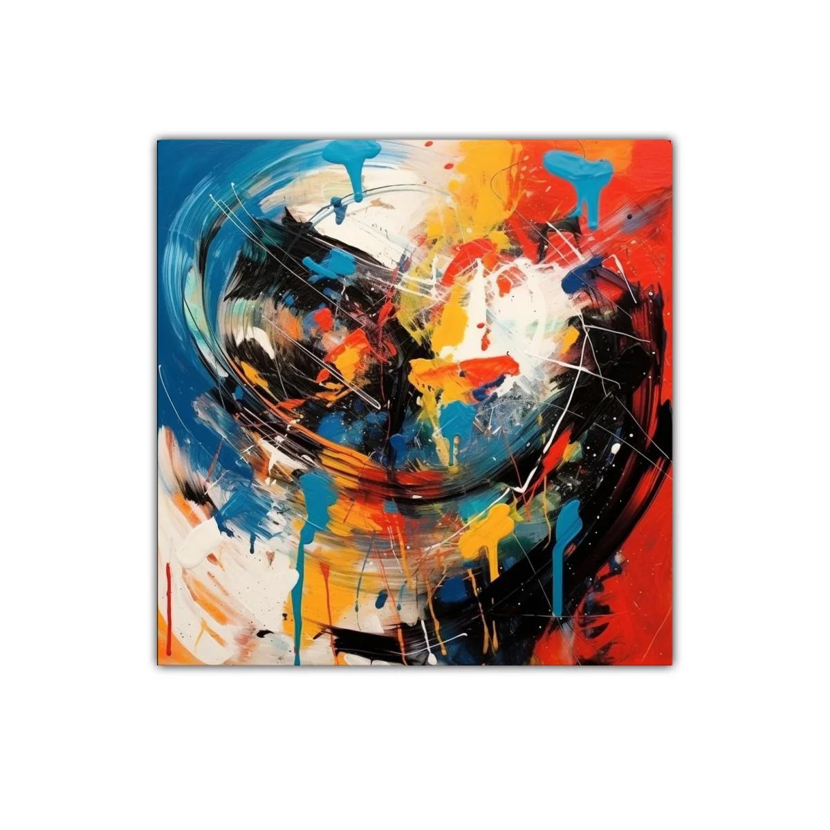 Cuadro abstracto con colores intensos y dinámicos