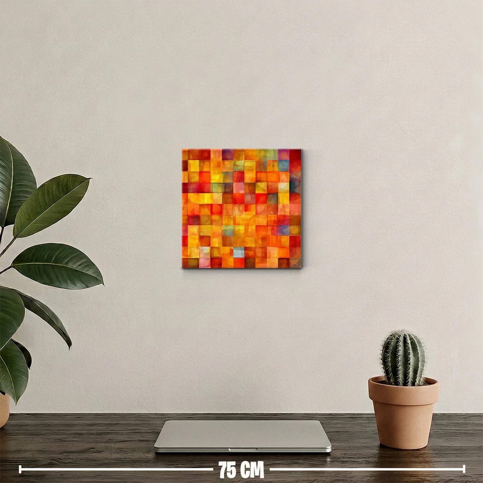 Cuadro abstracto con tonos cálidos y formas geométricas — miniatura 2