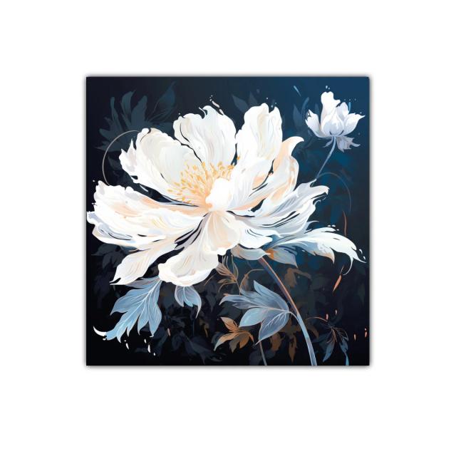 Elegancia natural con flor blanca y tonos azulados