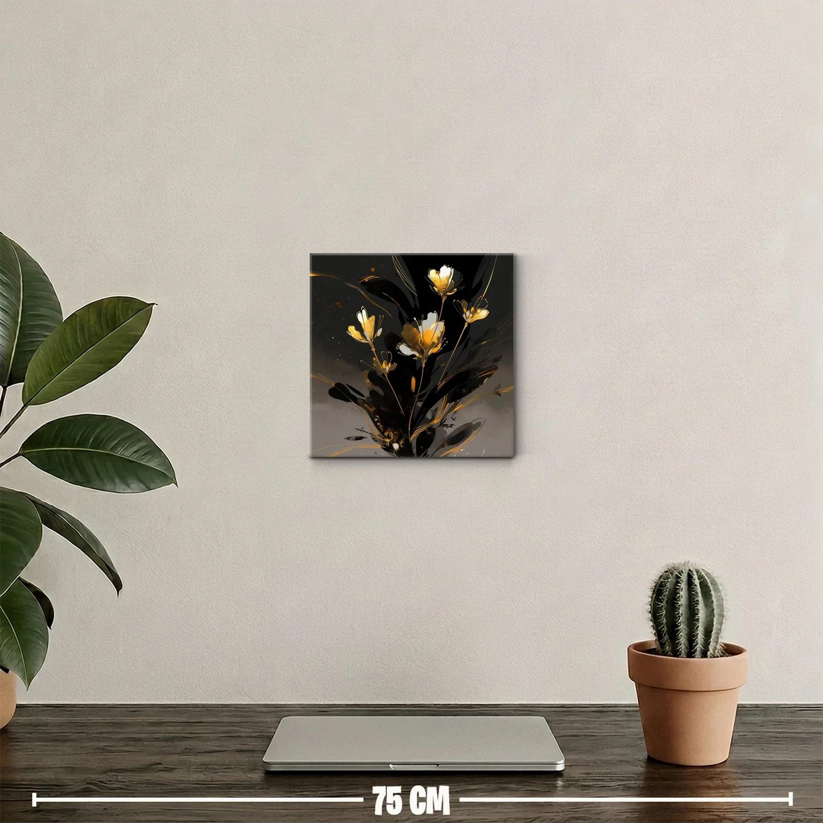 Elegancia floral en tonos dorados y negro profundo — miniatura 2