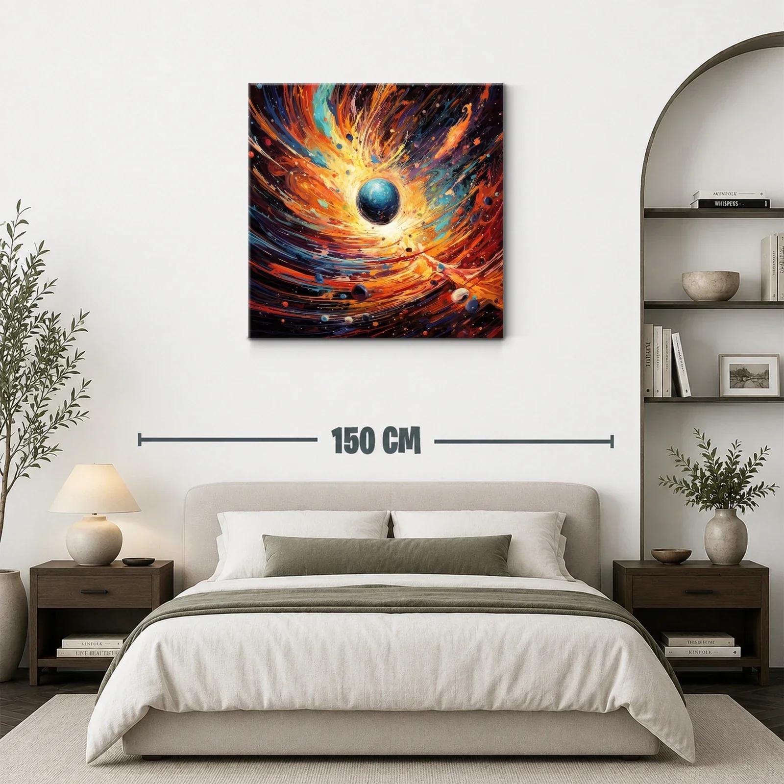 Explosión cósmica con planeta azul y remolinos de luz — miniatura 3