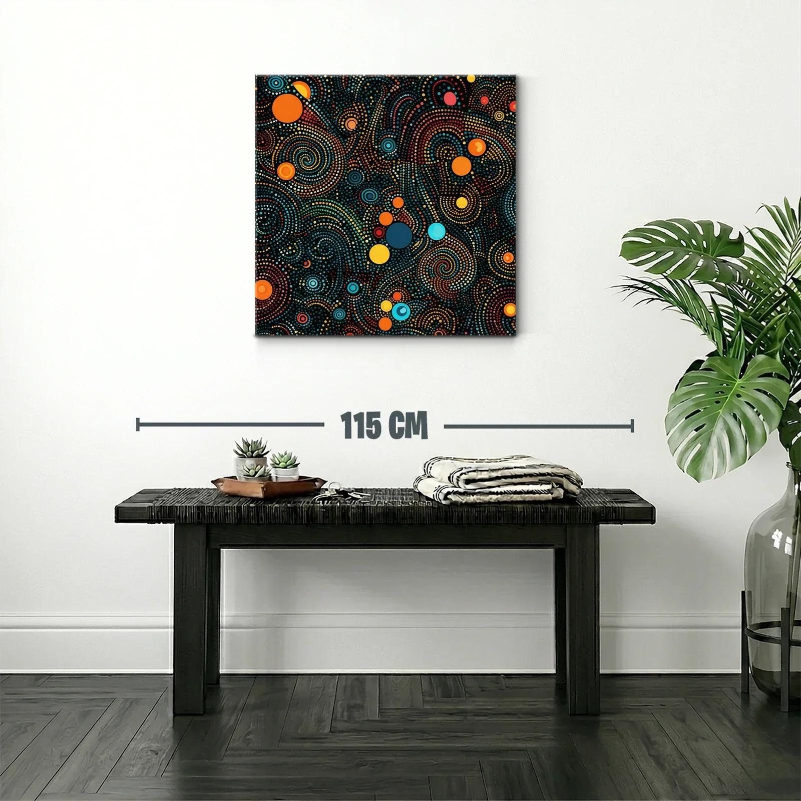 Cuadro abstracto en espirales con puntos vibrantes — miniatura 2