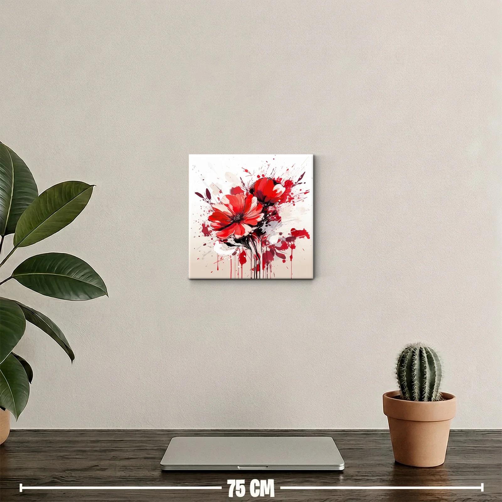 Cuadro decorativo con flores rojas vibrantes impactantes — miniatura 2