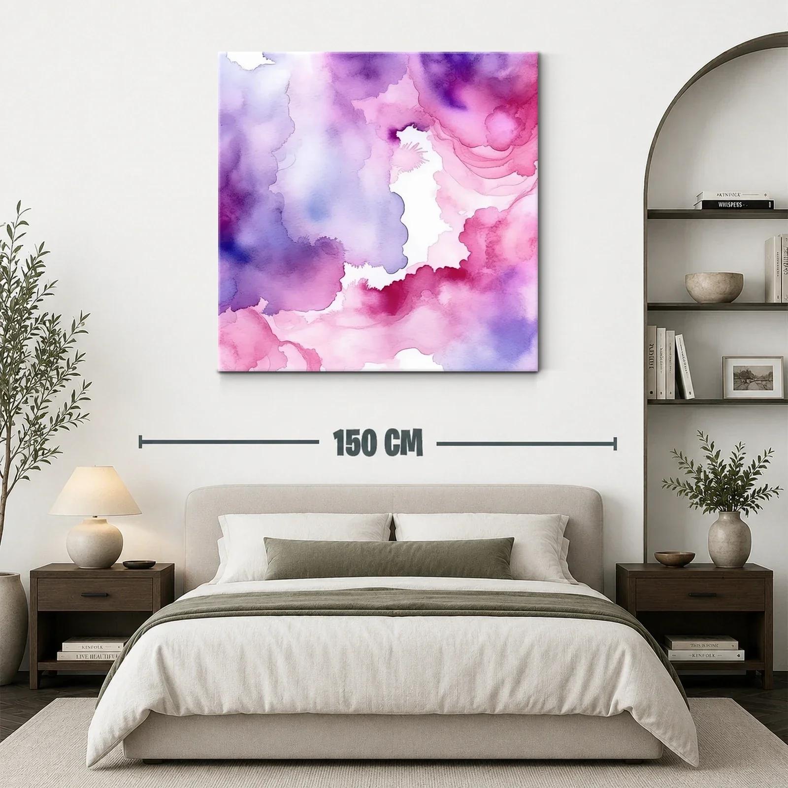 Cuadro abstracto con tonos morados y rosas vibrantes — miniatura 3