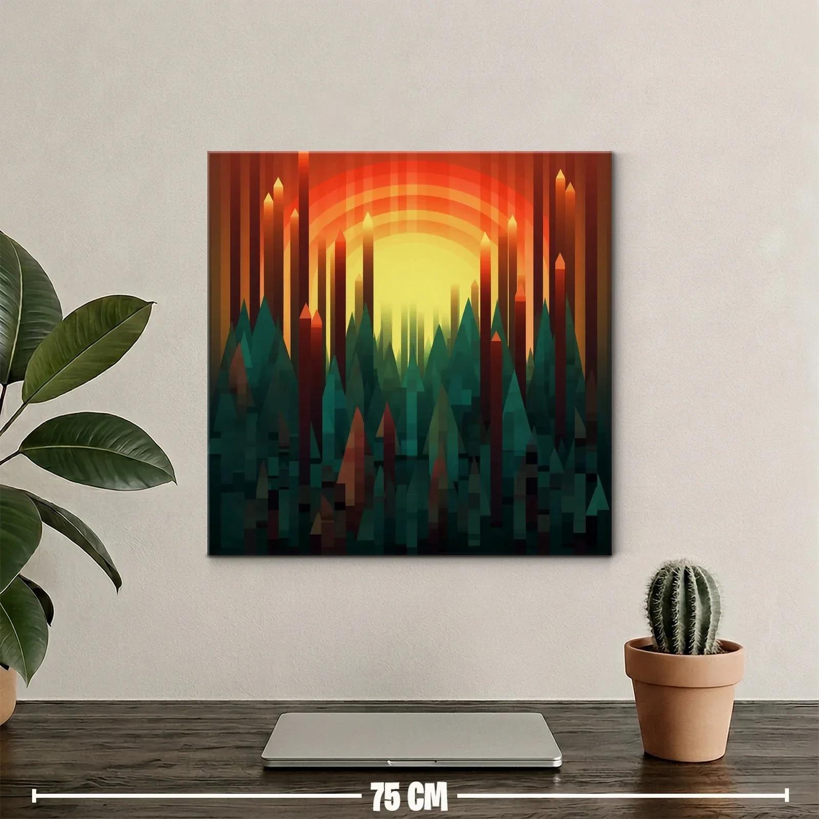 Atardecer abstracto entre picos geométricos vibrantes — miniatura 2