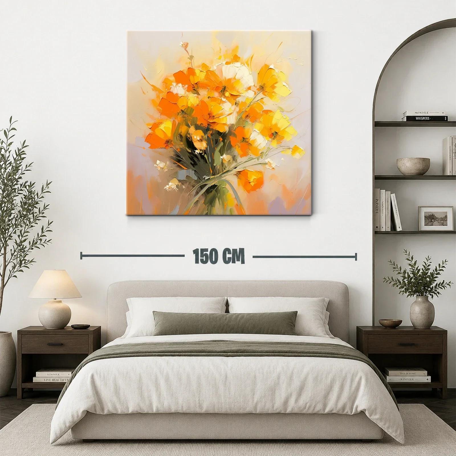 Cuadro floral vibrante en tonos naranja y amarillo — miniatura 3