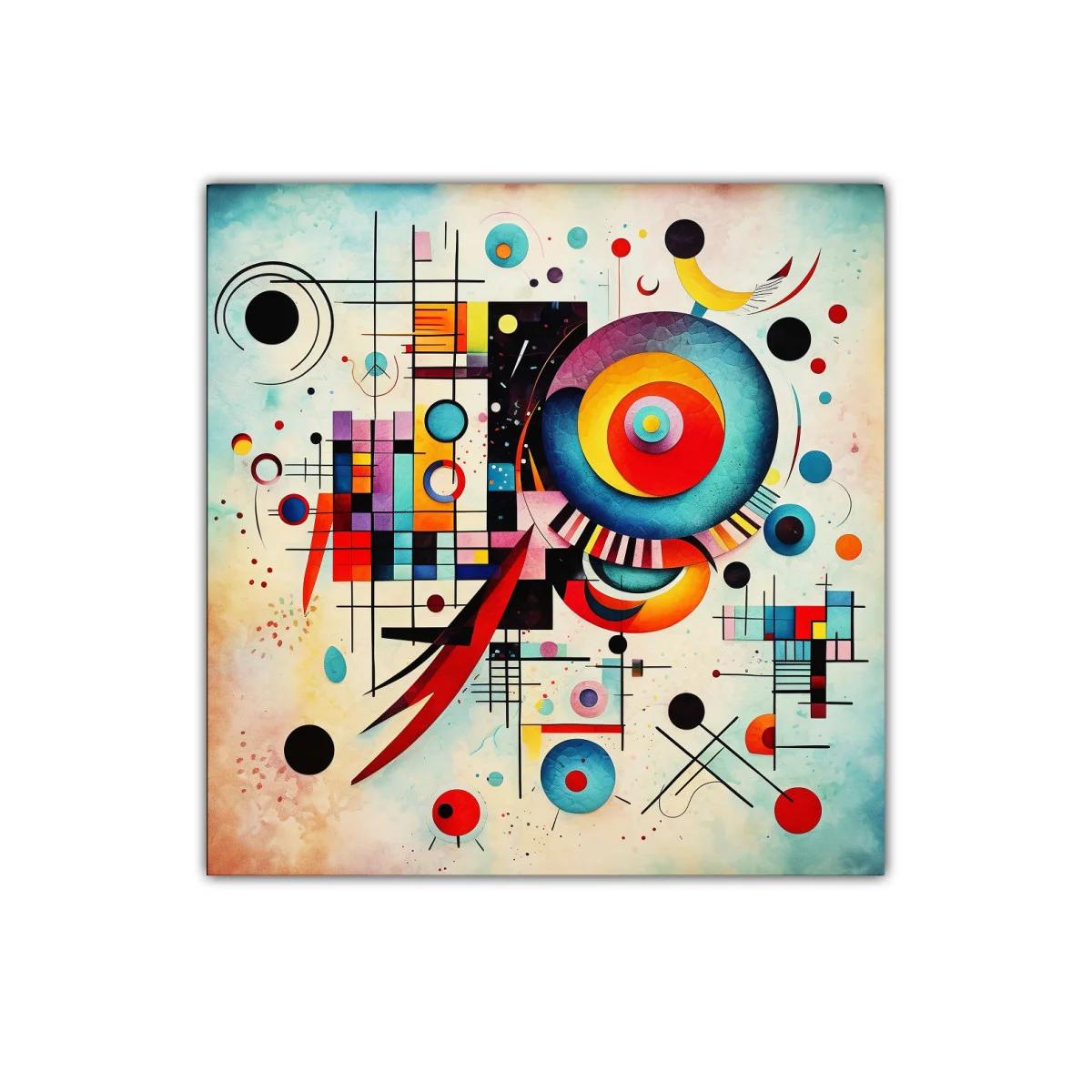 Composición abstracta con formas geométricas y colores vivos
