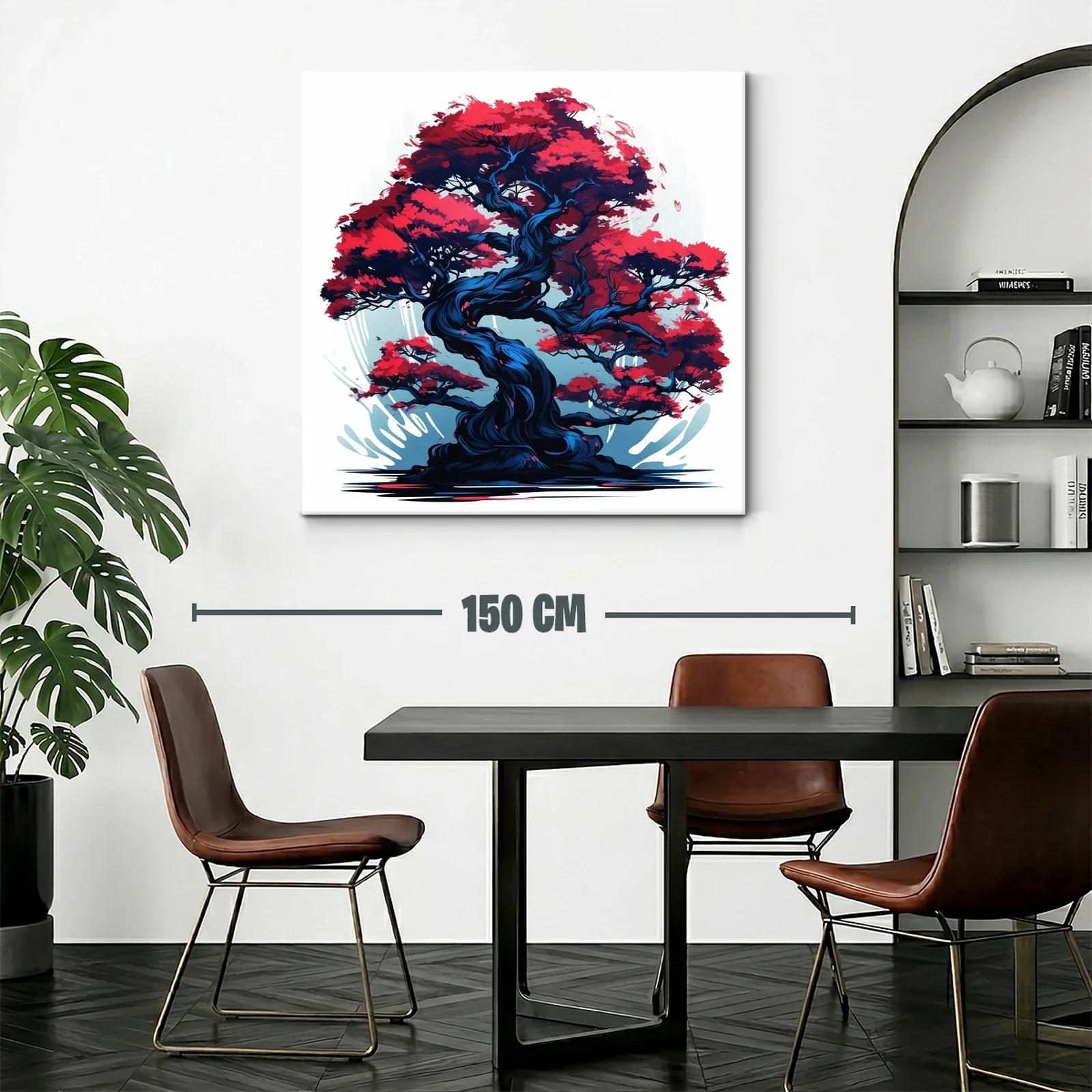 Árbol elegante con follaje rojo vibrante y tronco azul oscuro — miniatura 2