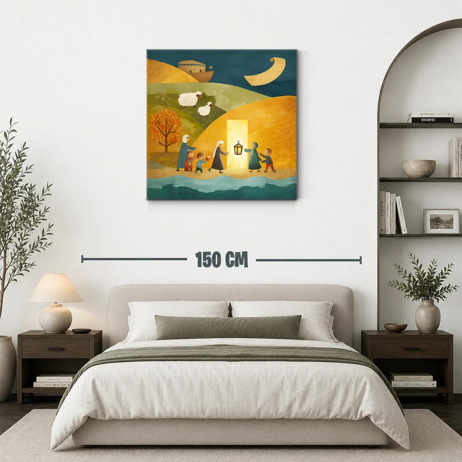 Cuadro infantil con paseo nocturno y tonos cálidos — miniatura 3