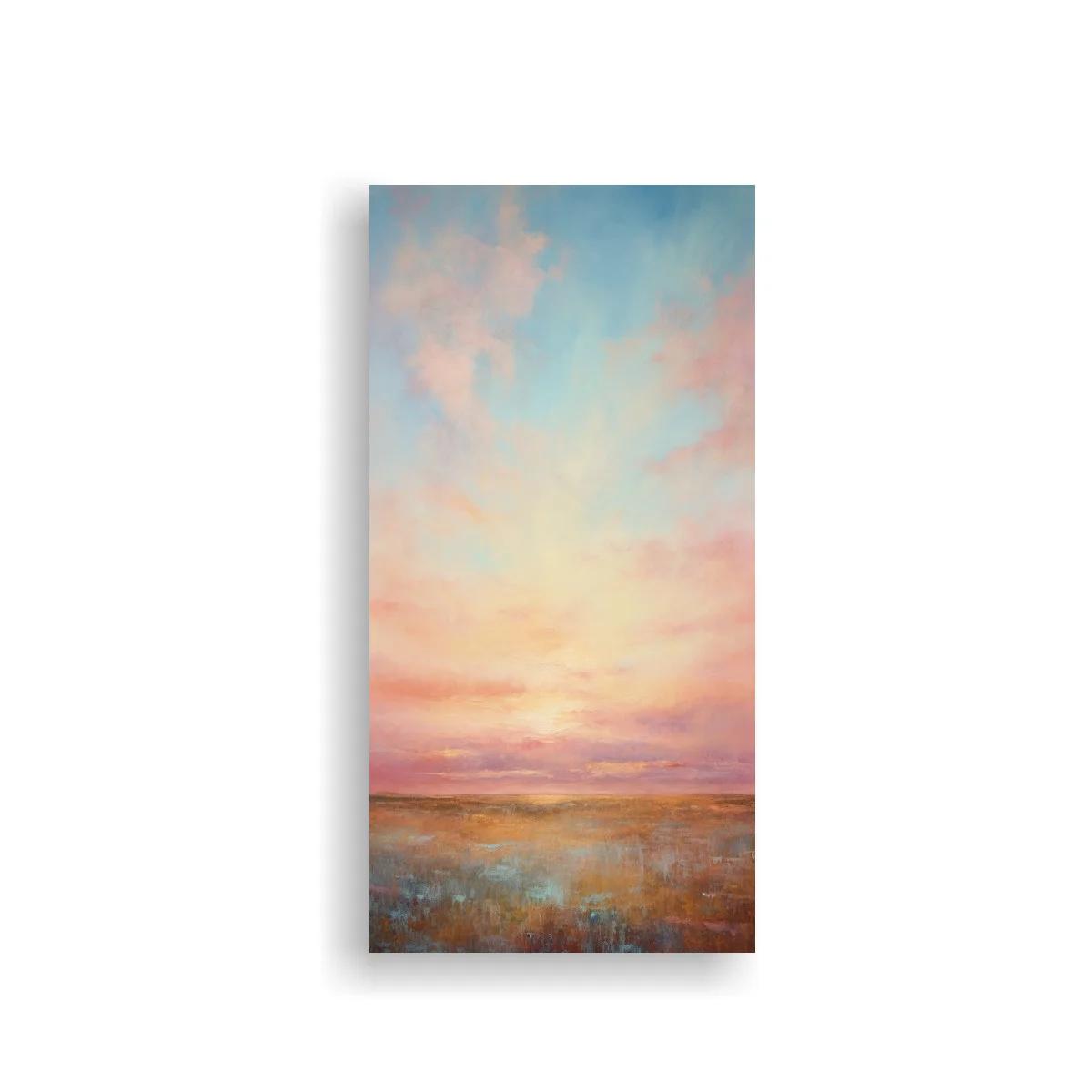 Cuadro atardecer sobre el mar con orilla terrosa — imagen principal