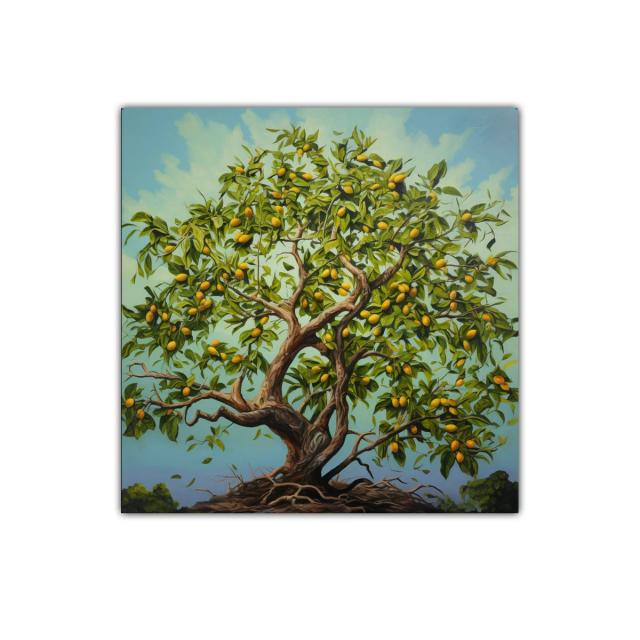 Árbol frutal con frutos cítricos en plena vitalidad