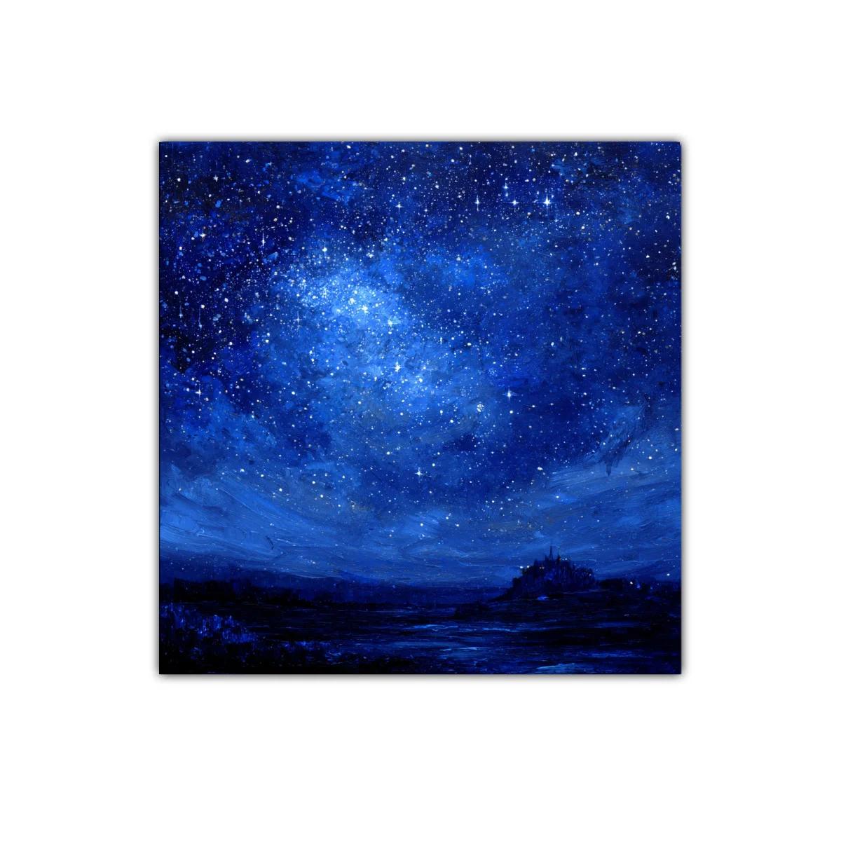 Cielo Estrellado Nocturno con Silueta de Paisaje