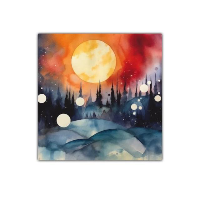 Paisaje onírico con luna llena y cielo intenso