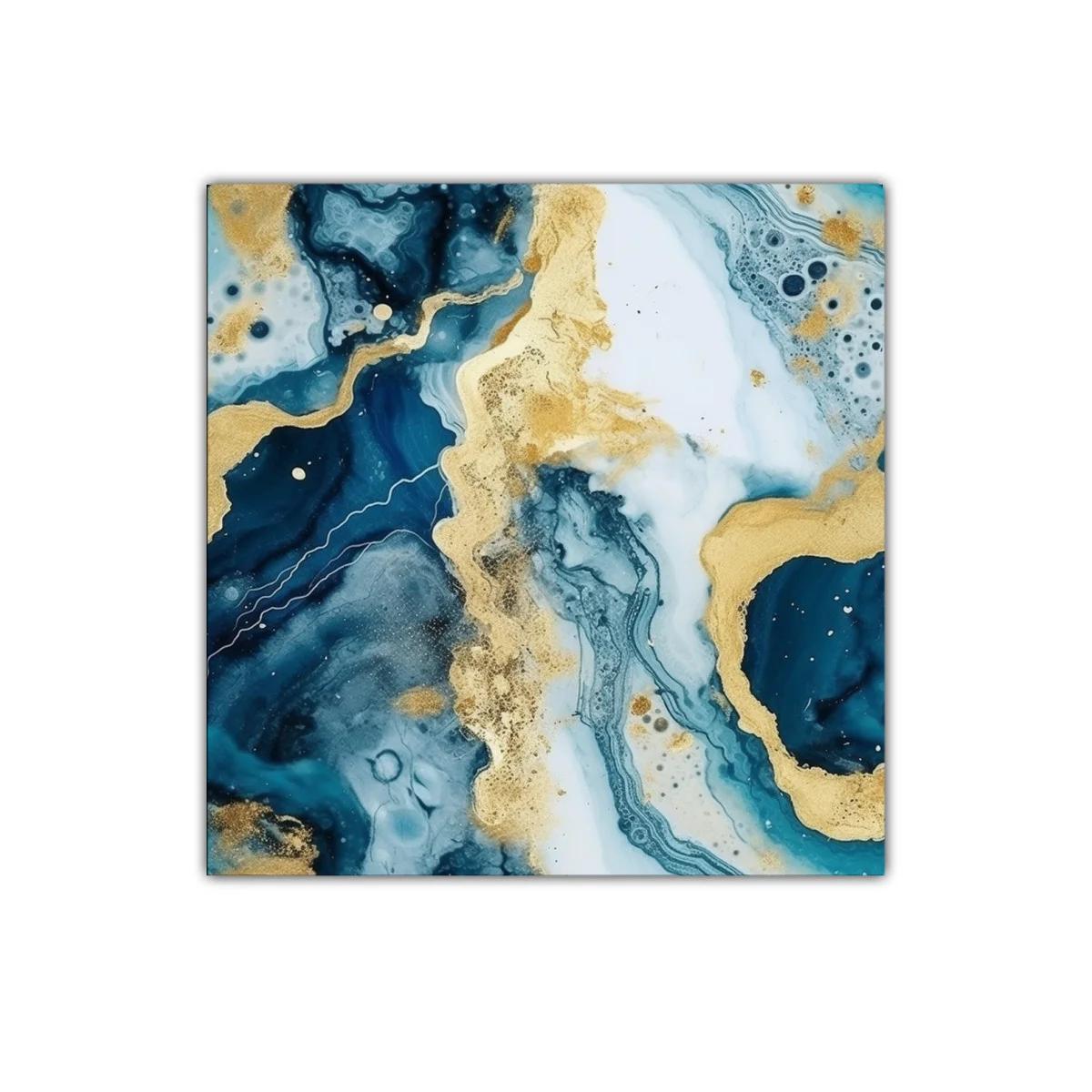 Arte abstracto en tonos azules y dorados sofisticados — imagen principal