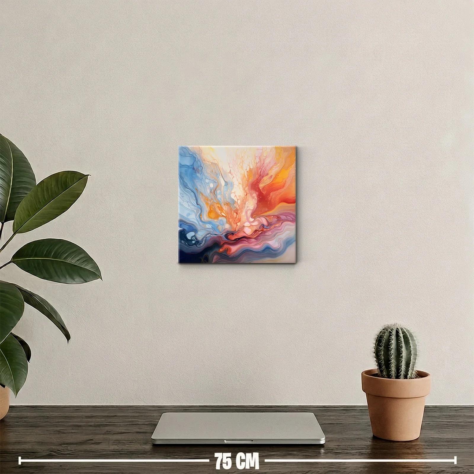 Cuadro decorativo con diseño abstracto en tonos cálidos y fríos — miniatura 2