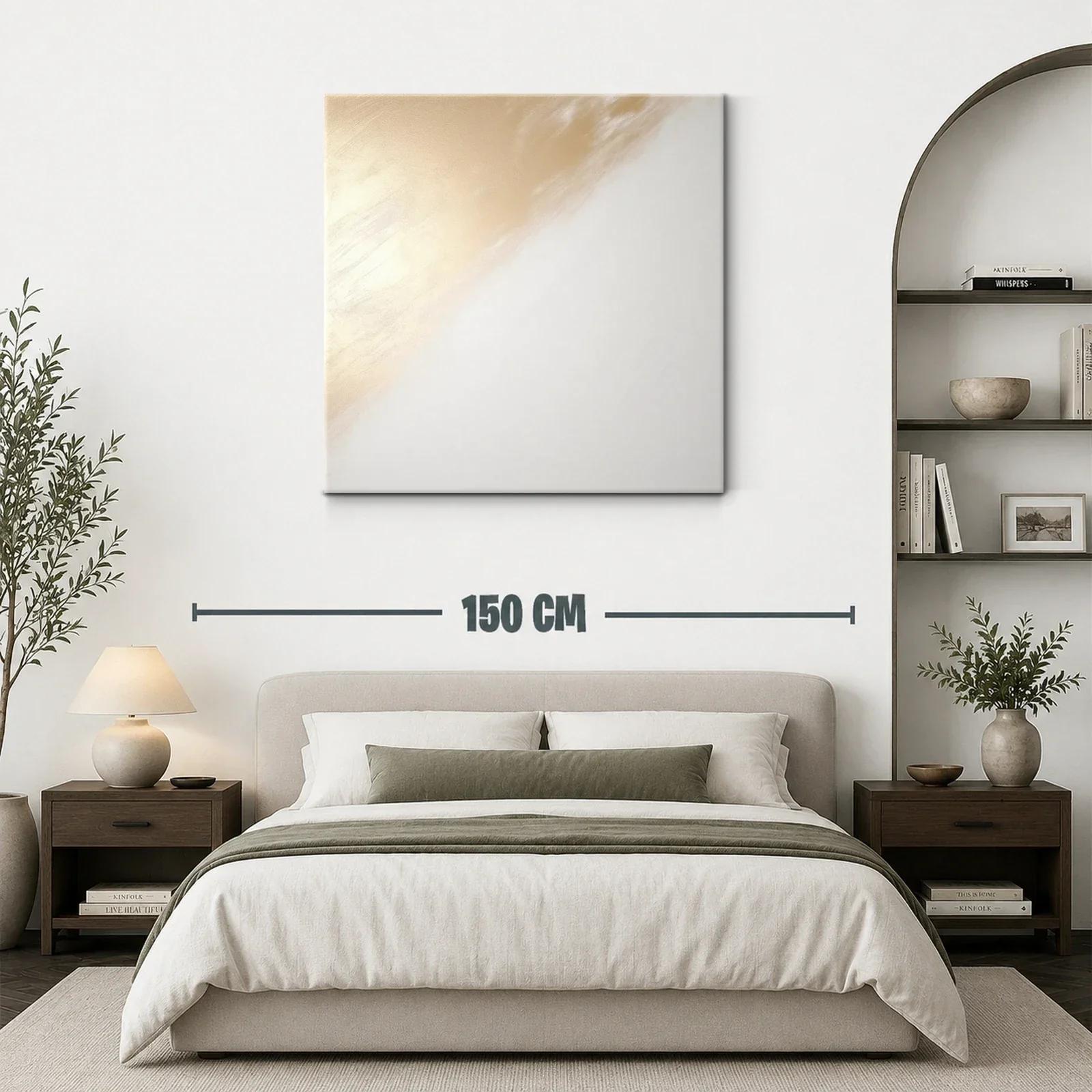 Cuadro abstracto con tonos suaves dorados y blancos — miniatura 3