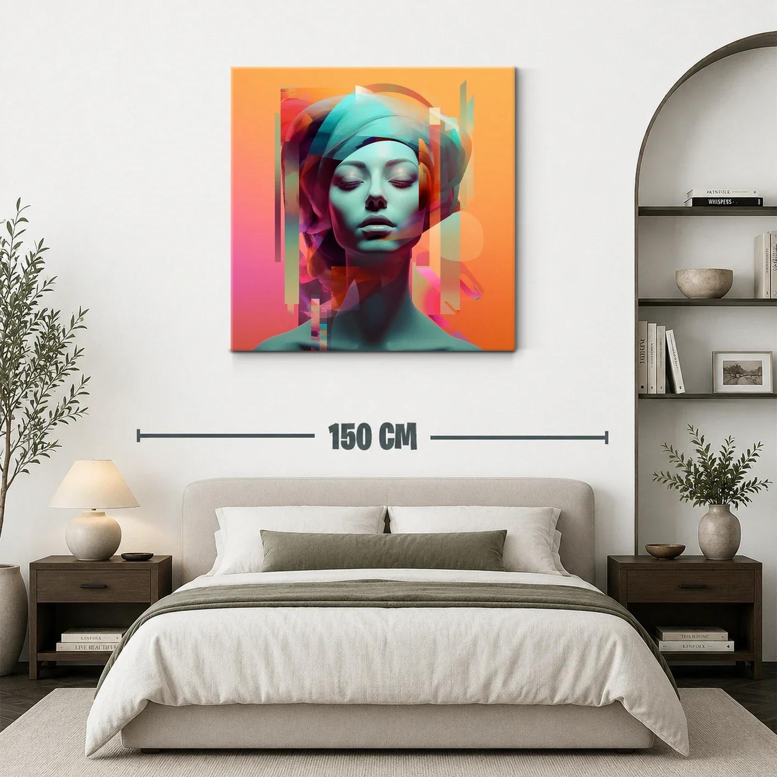 Retrato femenino con formas abstractas en tonos vibrantes — miniatura 3