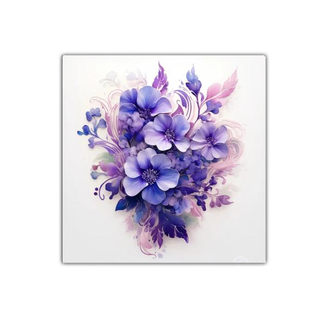 Cuadro florido en tonos violetas y lilas para decoración