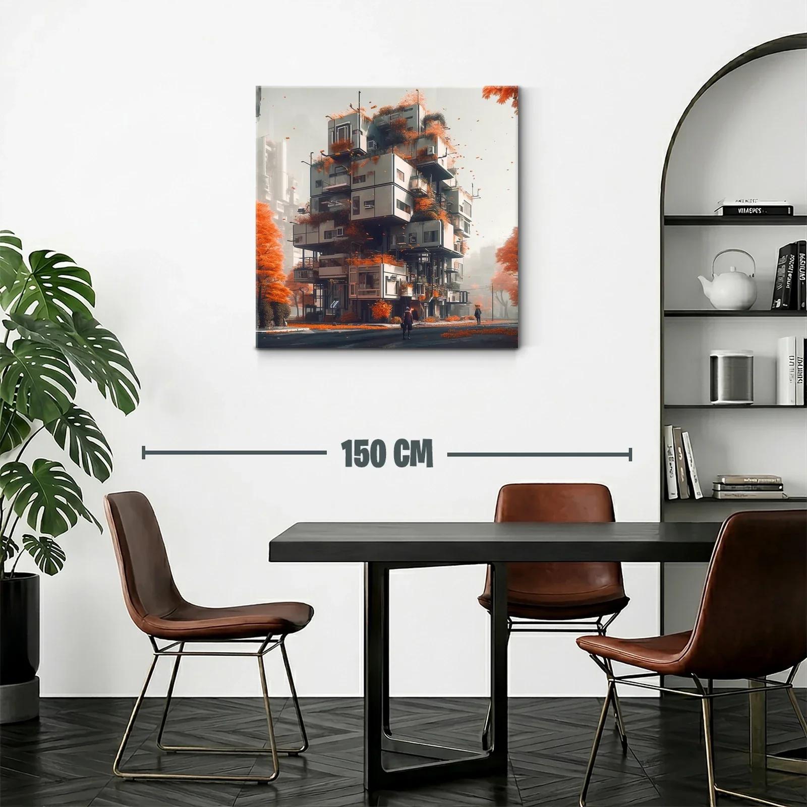 Arquitectura moderna entre follaje otoñal vibrante — miniatura 2