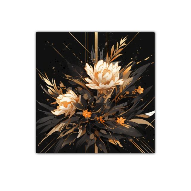 Elegancia floral con tonos dorados y negros para sofisticar espacios